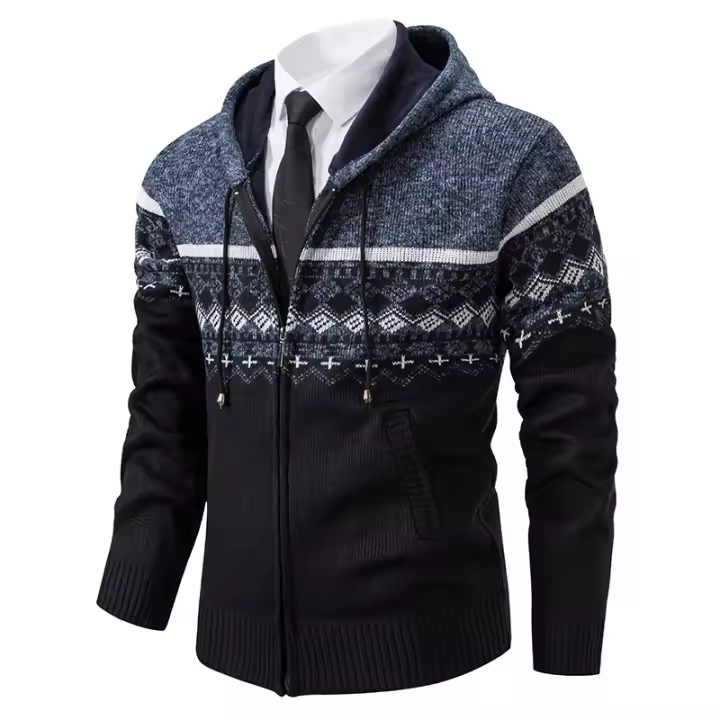Chaqueta De Veludo Para Hombre Con Capucha Estilizada Casual Cierre De Cremallera Manga Completa Abrigo De Otoño E Invierno - 1