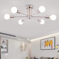 Lámpara De Techo De Hierro Nórdico Con 6 Luces Para Decoración De Piso Bajo Sala De Comedor Y Sala De Estar E27/E26 Soporte AC85-260V - details 0