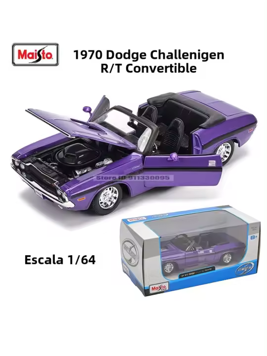 Maisto 1:24 Dodge Challenger R/T Convertible 1970 Modelo De Coche De Aleación Decoración Artesanal Regalo De Colección Sin Batería - 1