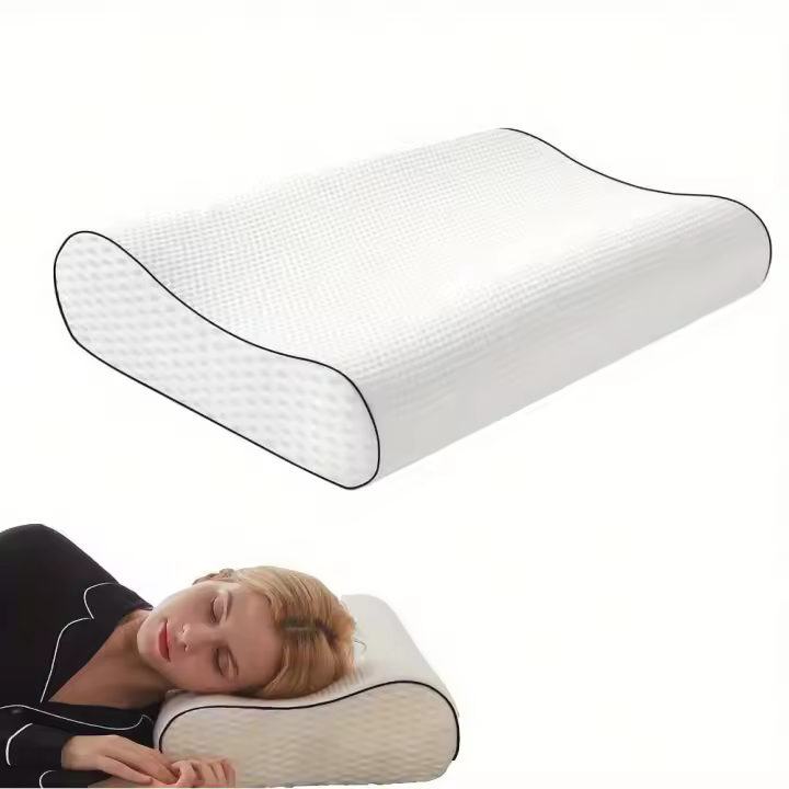 Almohada De Cuello 1pc Almohada De Memoria Espuma Para Relajación Del Cuello Y Hombros Contorno Almohada De Viaje Algodón 100% Forma De Ola - 1