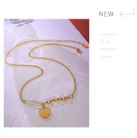 Collar de cadena con colgante de corazón Vintage para mujer, cadena de suéter de Color, joyería para mujer collar con colgante de corazón para mujer, cadena fina de acero inoxidable 316L, Color dorado, joyería para el cuello para niñas, regalos de moda - details 11