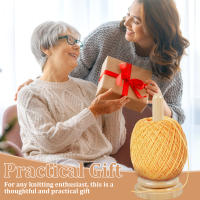 Soporte De Hilo De Madera Rotativo De Bambú Para Tejer Y Crochet Accesorio De Hilo Suave Dispensador De Bola De Hilo Para Tricotar Sin Interrupciones - details 5