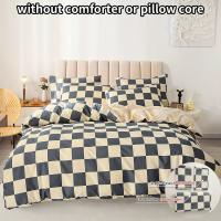 Juego De Sábanas Con Estampado Cuadriculado 3 Piezas Para Dormitorio Y Habitación De Invitados (1 Funda De Edredón + 2 Fundas De Almohada, Sin Relleno) Material De Algodón 100% Técnica De Tejido Otras Estilo Geométrico - details 1