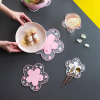 Alfombrilla De Comedor Con Diseño De Cerezo Aislante De Calor Coasters Antideslizantes Para Tazas Accesorios De Cocina Forma Irregular Material Plástico - details 0