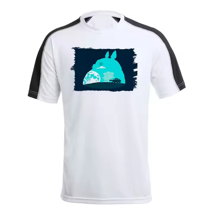 MERCHANDMANIA CAMISETA TÉCNICA FRANJA MANGAS NEGRA totoro viaje fantasia logo anime pelicula tshirt animacion estudio ghibli - 1