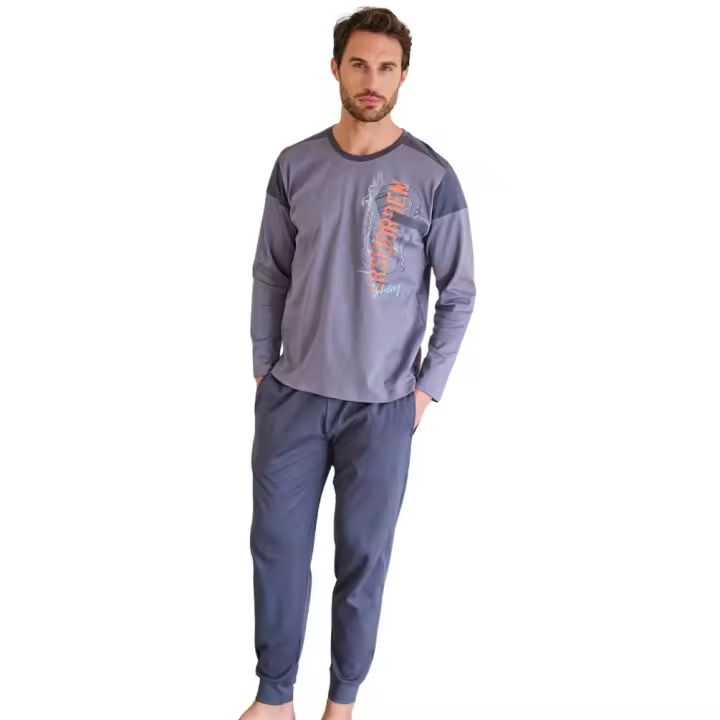 MASSANA pijama hombre invierno de algodón en azul P751307 - 1