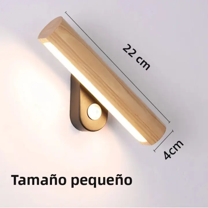 Lámpara De Pared De Madera Rotativa Para Decoración Nórdica conInterruptor Luz LED Moderna Para Dormitorio Sala De Estar Estudio Material Madera Y Metal - 1