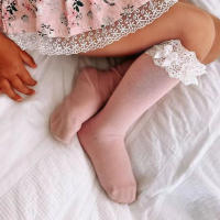 Calcetines Altos Para Bebés Niñas Otoño Invierno Con Encaje Y Volante Algodón Princesa Navidad Para 0-5 Años Talla True Fit - details 3