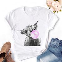 Camiseta De Mujer Con Estampado De Leopardo Y Pato Moda Harajuku Coreana Kawaii Tops Casual Manga Corta Cuello Redondo Algodón - details 10