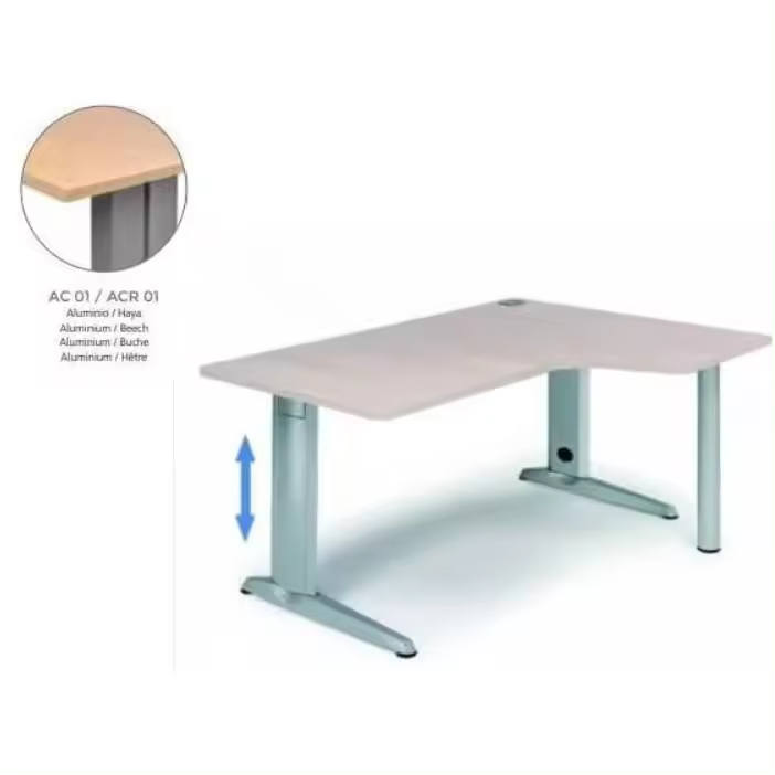 MESA DE ROCADA METAL ADJUST EN FORMA DE L DERECHA 160X120 CM COLOR HAYA - 1