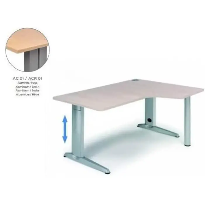 MESA DE ROCADA METAL ADJUST EN FORMA DE L DERECHA 160X120 CM COLOR HAYA - 1