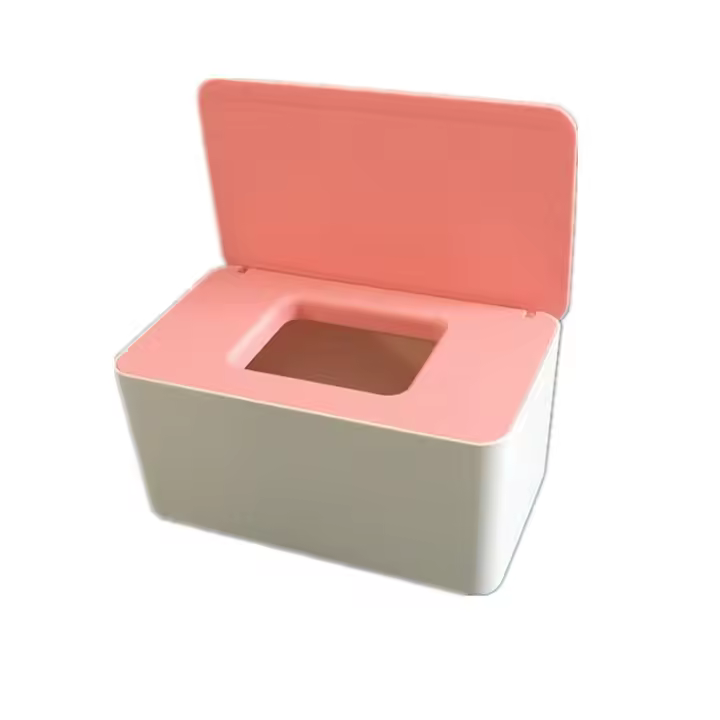 Caja de pañuelos sellada con tapa, Organizador de escretorio a prueba de Polvo, y Blanco Rosa, L21 * W12.5 * H10CM, 1 UD. - 1
