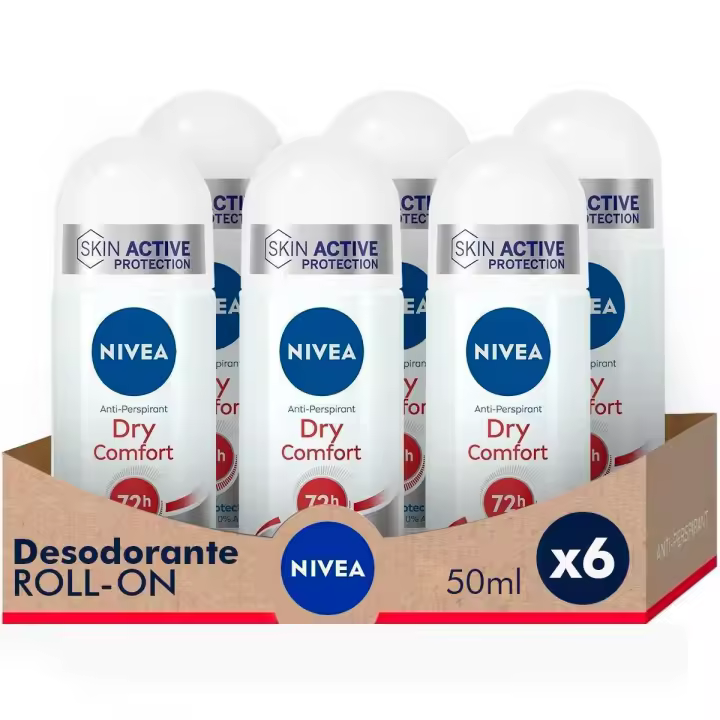 NIVEA Roll on Dry Comfort Desodorante 50ml x 6 unidades - 1