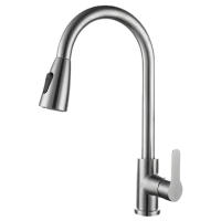 Top-Grifo de cocina de níquel cepillado con rociador extraíble, rociador de fregadero de cocina giratorio de 360 °, grifo de agua caliente y fría - details 4