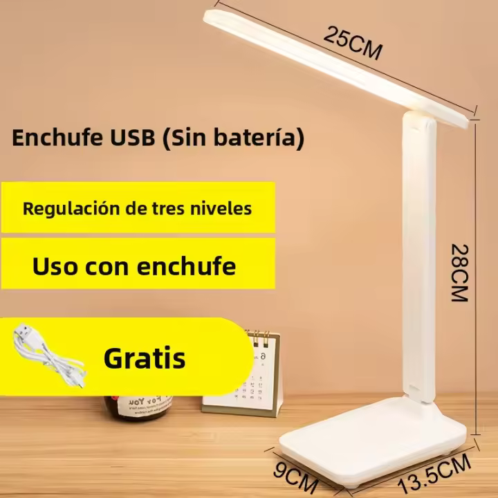 Lámpara De Escritorio LED Recargable 6000mAh Con Luz Nocturna Protección Ocular Táctil Plegable Dimmer Continuo USB Moderna - 1