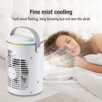 Aire acondicionado portátil, mini enfriador de aire 3 en 1, ventilador silencioso, 3 velocidades, 2 modos de pulverización, 600 ml, con asa, ideal para dormitorio y oficina, anillo de luz ambiental. - details 9