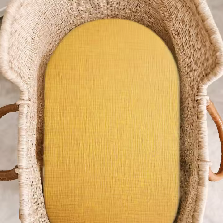 Funda de cuna de bebé de tela arrugada de algodón, antideslizante, de doble capa, de hilo de algodón, transpirable, para mesa de lactancia - 1