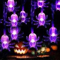 Luz De Araña Morada LED 3m20 Para Decoración De Fiesta Y Ambiente De Horror Con Pilas Incluidas Decoración De Festival Para Interior - details 0