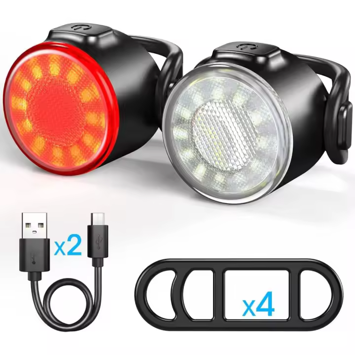 Luz de la bicicleta del LED, luz delantera y posterior recargable del USB, luz impermeable de la bicicleta de IPX4 LED, 6 modos del brillo, convenientes para todas las bicicletas y toda la clase de condiciones meteorológicas - 1