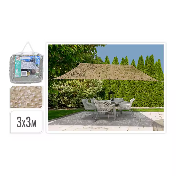 TOLDO DE TELA CUADRADO COLOR: CAMUFLAJE 300x300cm AMBIANCE - 1