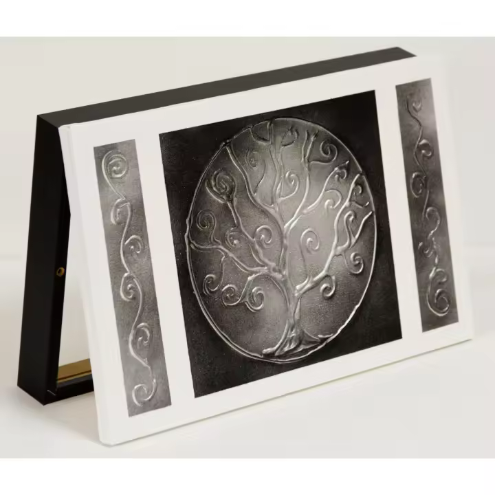 Cuadroexpres - Tapa de Contador Arbol de la Vida en Plata 37x22x4 cm (41x26x6 medida exterior) Con tornillos y tacos para colocar en la pared. Moderna, 100% Original, Muy Decorativa. Fabricada en España - 1