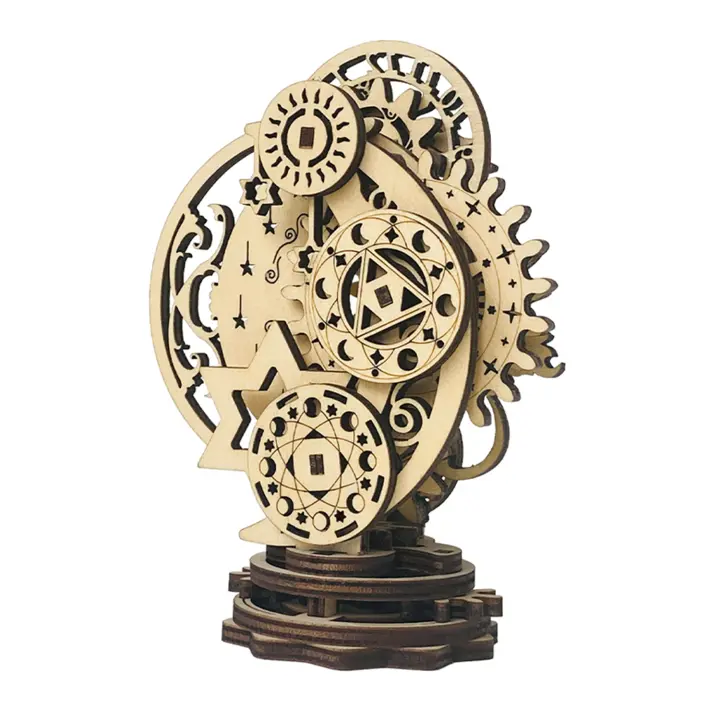 DAM. Maqueta de Madera 3D, con movimiento mecánico diseño de Reloj Mecánico Punk. 40 piezas. 10x6x13cm. - 1