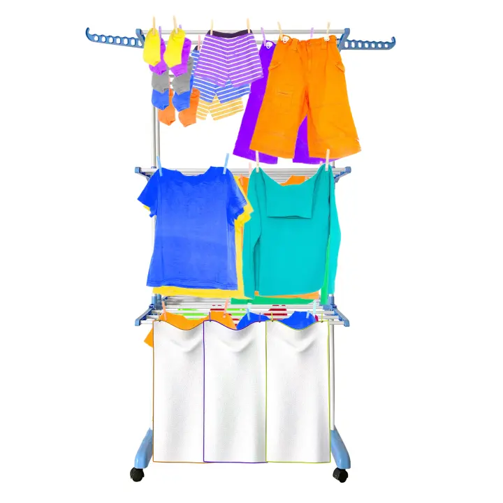 Nyana Tendedero Plegable Vertical XXL con Ruedas Multifuncional 4 Niveles y Alas Plegables - 1