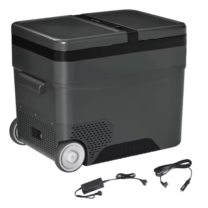 Outsunny Nevera Portátil Compresor 45L Refrigerador de Coche 12V/24V CC de 10℃ a -22℃ con Pantalla LCD Táctil Asas de Transporte y Ruedas 63,2x42x50,8 cm Gris - 1