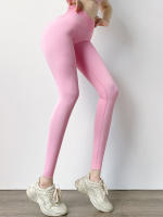 Leggings De Yoga Sin Costuras Para Mujer Fitness Quick Dry Pantalones Deportivos De Push up Cintura Alta Sólida De Nylon Y Spandex - details 9