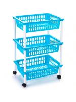 MAXHOME-Carrito verdulero Modelo PLFT de plástico con 3 Niveles y Ruedas, cestas apilables portaobjetos, Frutas, Verduras, Cocina, baño ( 61 x 40 x 30 cm) - details 3