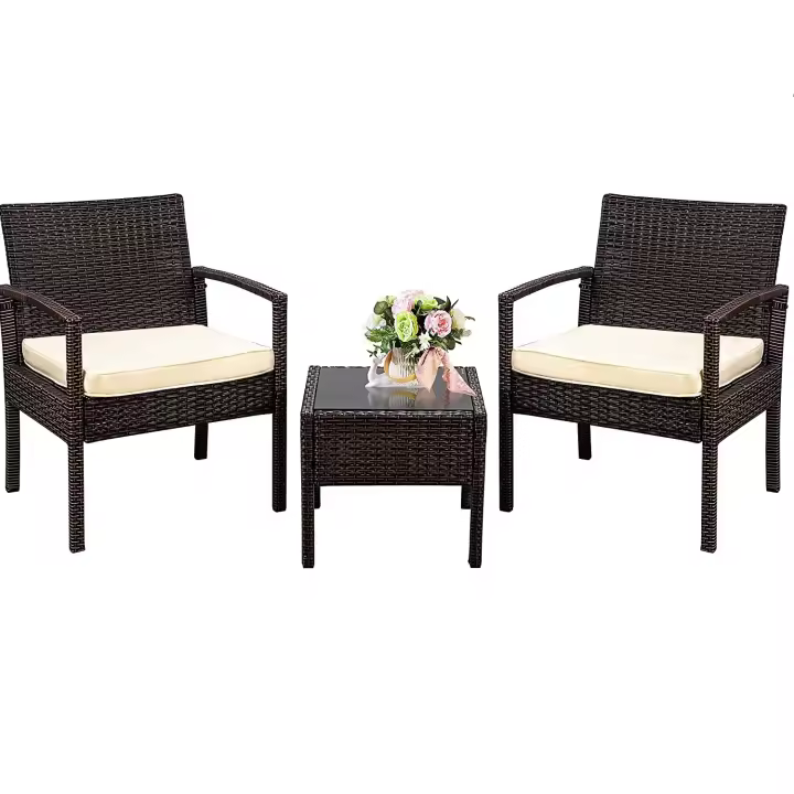 ALLINLIFE Conjunto muebles terraza sillones, sofá y mesa ratán,Muebles de patio con reposabrazos, resistente a la intemperie - 1