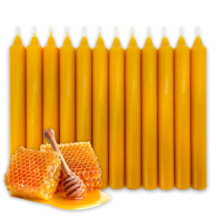 LAMARE Vela Bujía de Miel de Abeja Natural 100% Cera de Abeja Pura - Ideal Ritual Días 11 y 22 - (Pack de 12, 20 cm longitud - 2 cm diámetro) - ORIGEN ESPAÑOL - SIN PARAFINA - 100% artesanal y natural - 1