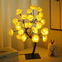 Lámpara De Mesa Artificial De Flores LED Con Luz De Navidad USB Para Decoración De Hogar Fiesta Boda Dormitorio Regalo - details 10