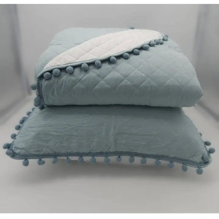 Algodón Blanco Edredón Colcha Bouti Reversible Dijon - 1