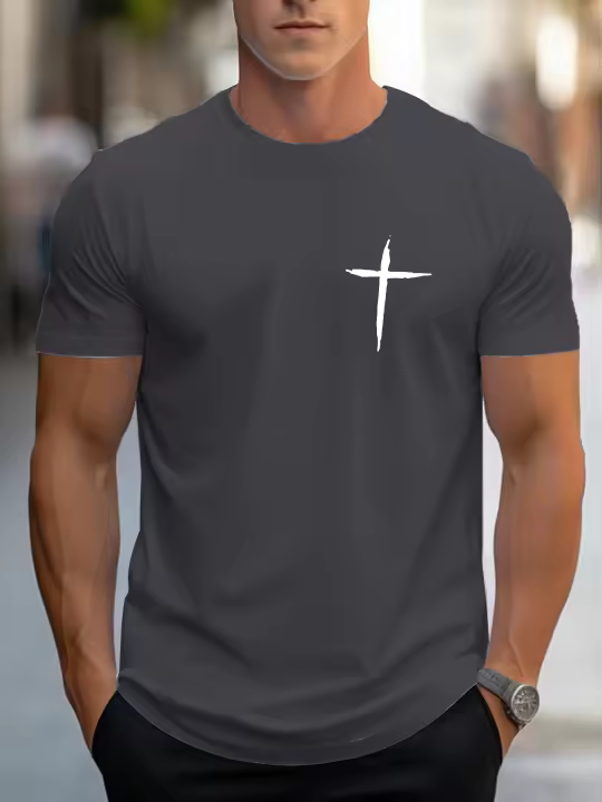 Camiseta De Verano Para Hombre Retro Con Estampado Cruzado Talla Oversize Estilo Harajuku Cuello Redondo Material Algodón - 1