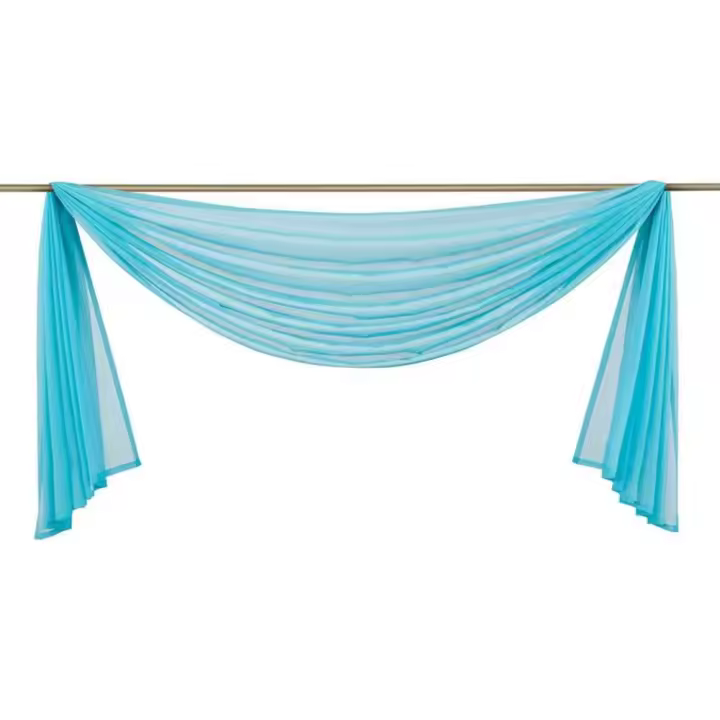 Paquete de 1 cenefa de gasa transparente para dormitorio, sala de estar, cortinas para bodas, novia, 140 x 300 cm - 1