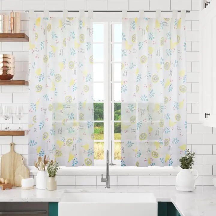Cortina de cocina estampada de 140 x 140 cm, 140 x 180 cm y 140 x 220 cm - Panel de tela decorativo resistente al aceite - 1