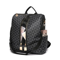 Mochila De Piel De PU Vintage Para Mujer Con Patrón De Diamantes Gran Capacidad Antirrobo Multiusos Para Salidas - details 12