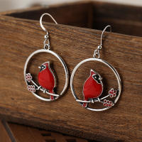 Pendientes Colgantes De Estilo Bohemio Vintage Con Diseño De Ramas De Pájaro Rojo Para Mujer Para Usar En Vacaciones - details 3