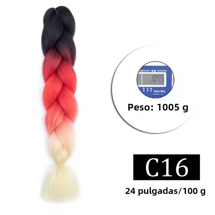 1 Paquete De Extensiones De Cabello Tejido Sintético Jumbo Ombre 24 Pulgadas Fibra De Alta Temperatura Para Crochet - 1