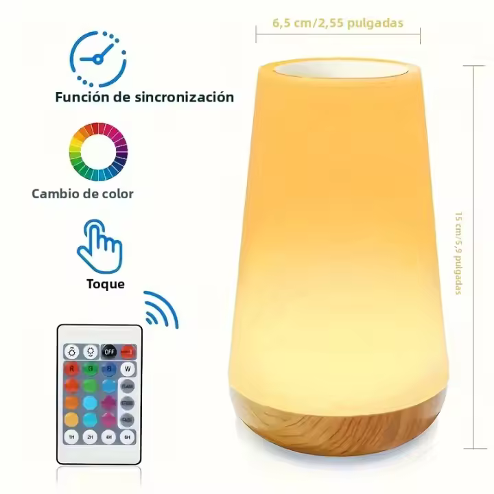 Lámpara Nocturna Recargable RGB Con Control Táctil Y Remote 13 Colores Luz De Mesa Para Decoración De Habitaciones Y Camping Dimmable - 1