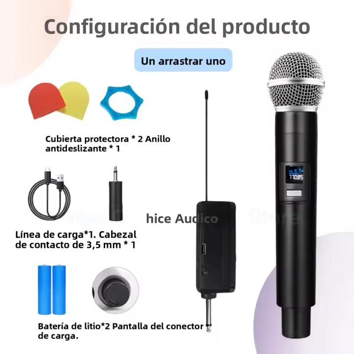 Micrófono Inalámbrico UHF SP De 2 Canales Fijo Para Karaoke Fiesta Iglesia Concierto Presentación Stage Transmisor Mano Micrófono Profesional - 1