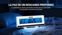 SODANY Reloj Despertador Digital LCD con Sensor de Sonido, Luz de Fondo Automática, Alarma, Calendario y Temperatura - details 1