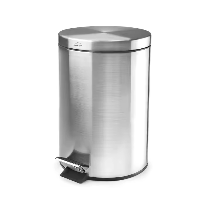 PAPELERA INOX C/PEDAL Y CUBO 12 LTOS - 1