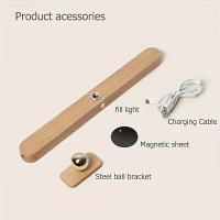 Lámpara De Noche LED De Madera Moderna - Control Táctil Recargable Soporte De Pared O Libre Instalación Sin Cable Luz De Maquillaje LED - details 4