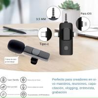 Microfono Lavalier Inalámbrico 3 En 1 Para iPhone Android 3.5mm Grabación De Radio Reducción De Ruido Profesional Mini Microfono Condensador - details 1