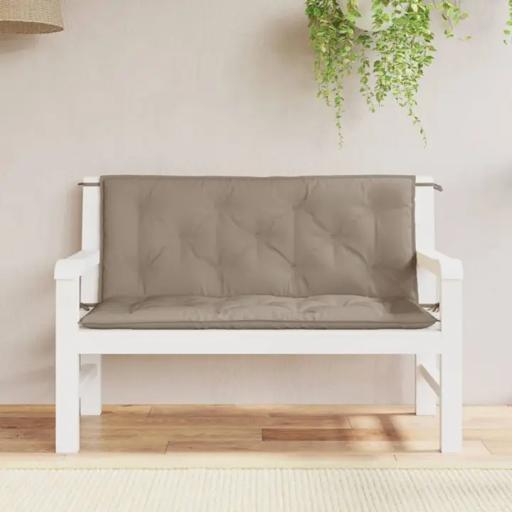 Zapatos de Banco de Jardín 2 UDS lienzo Oxford taupe 120x50x7 cm - 1