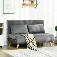 Sofá Cama con función de Cama 2 plazas, Sofá plegable con respaldo ajustable, efecto terciopelo gris, 130x78x79 cm, Adaptado para Salón - details 0