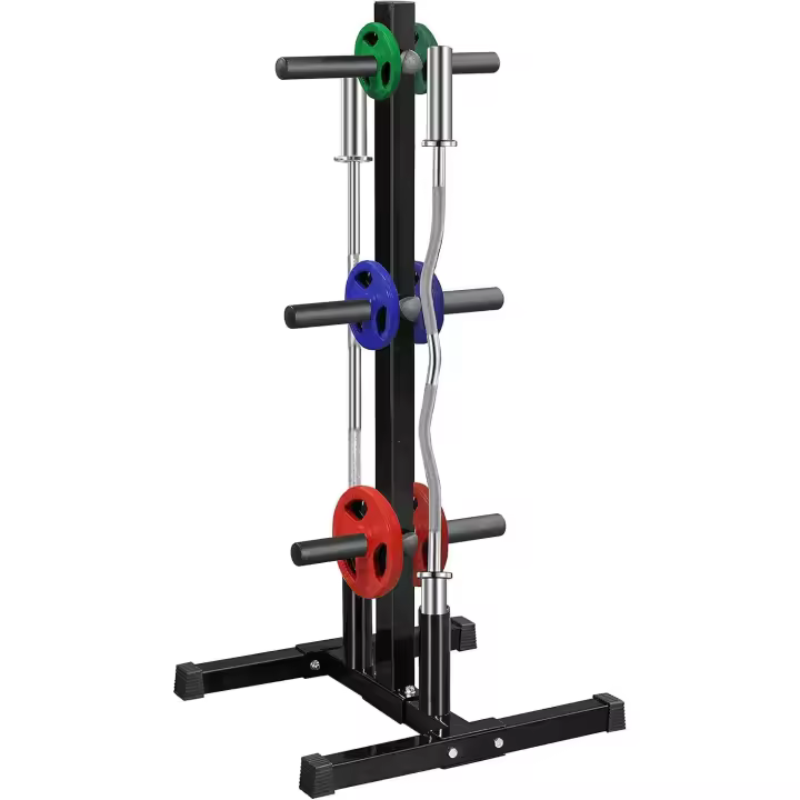 Soportes para Discos Olimpicos Estante para Barras de Musculacion Soporte Pesas y Mancuernas Ajustable Árbol de Disco Capacidad de 400 kg 113.3cm - 1