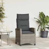 vidaXL Silla de jardín reclinable con mesa auxiliar ratán negro en color Negro y crema/beige y crema/Gris y azul y más | cómodas modernas ergonómicas para comedor cocina salón hogar - details 3